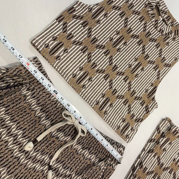 ~ Anthropologie LG P * 3pc Boho Set Bundle Top Skirt Pants-Retro Brown Black LGp - Picture 16 of 16